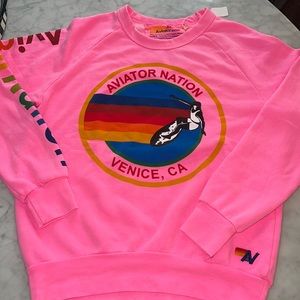 NWT Aviator Nation pink crewneck sweatshirt